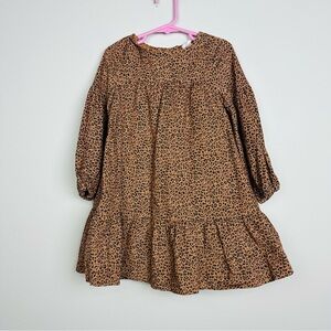 GAP Brown Leopard Print Kids Long Sleeve Dress Size 4 Years old